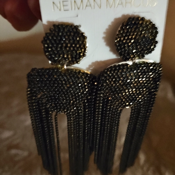 Neiman Marcus Black Beaded Earrings - Picture 3 of 10